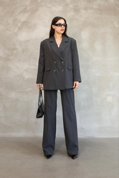 Siyah Premium Poliviskon İkili Ceketli Pantolonlu Takım