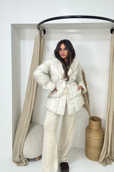 Taş Şişme Kürklü Mont