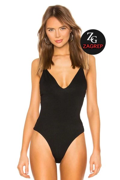 Siyah Askılı V Yaka Çift Katlı İç Göstermez İpek Jarse Body