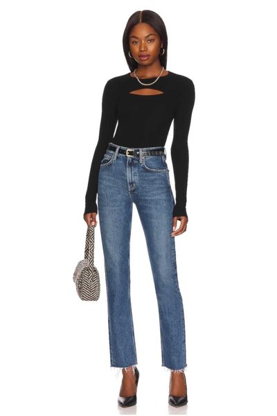 Double-Layered Silk Jersey Special Front-Detail Blouse - Black