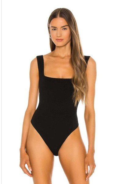 Sleeveless Silk Jersey Low-Cut Bodysuit - Black