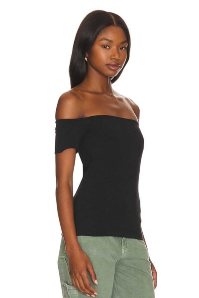 Strapless Opaque Silk Jersey Blouse - Black