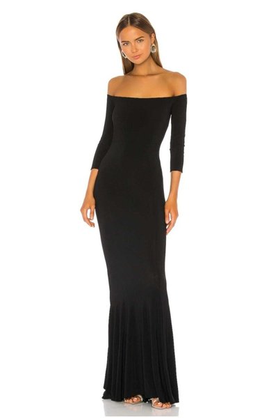 Long Strapless Ruffle Hem Detail Evening Dress - Black