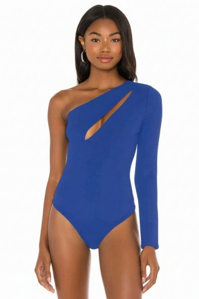 Saks Mavisi Tek Kol Omuz Dekolteli Jarse Body