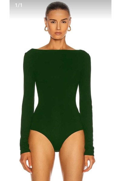 Silk Jersey Double-Layered Bodysuit - Emerald Green
