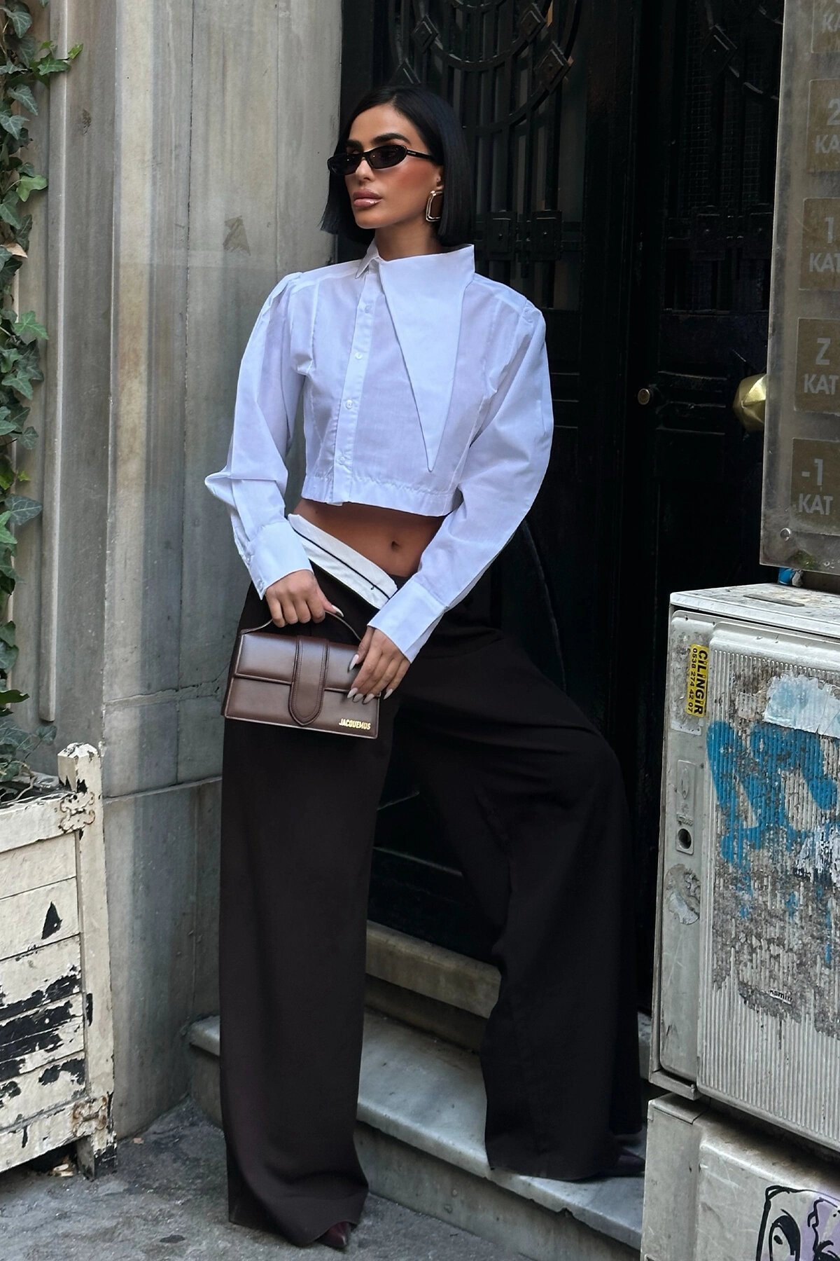 Poplin Asymmetric Collar Shirt - White - VİSKALİ
