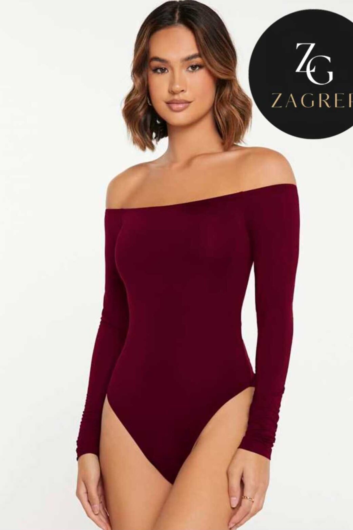 Strapless Silk Jersey Double-Layered Snap Bodysuit - Burgundy - Zagrep