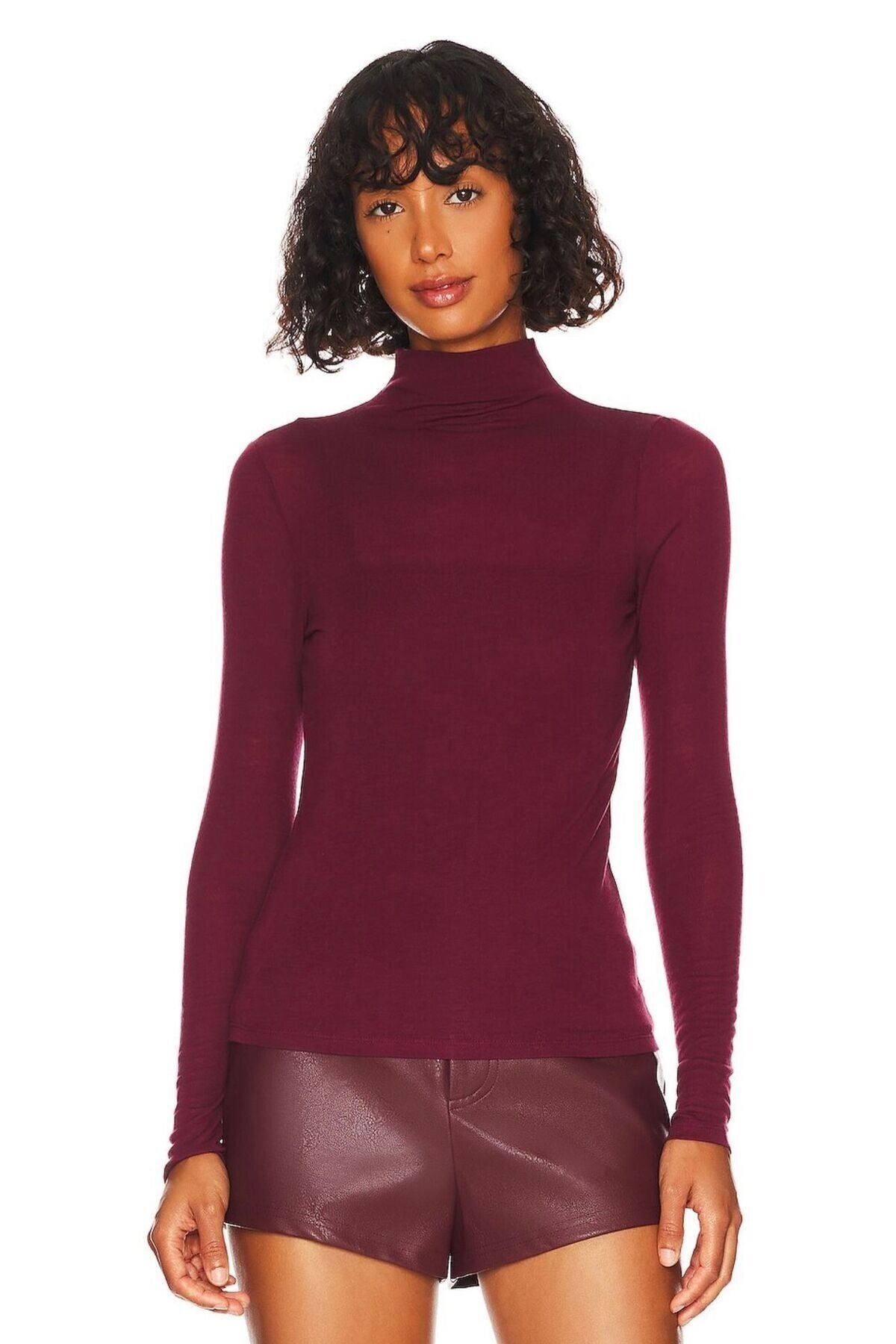 Mock Neck Blouse - Burgundy - Zagrep