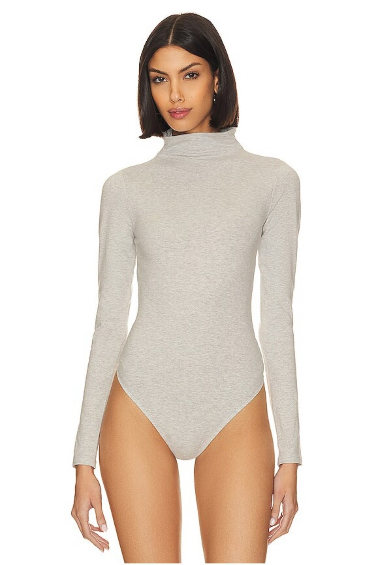 Long Sleeve Jersey Turtleneck Bodysuit - Grey - Zagrep