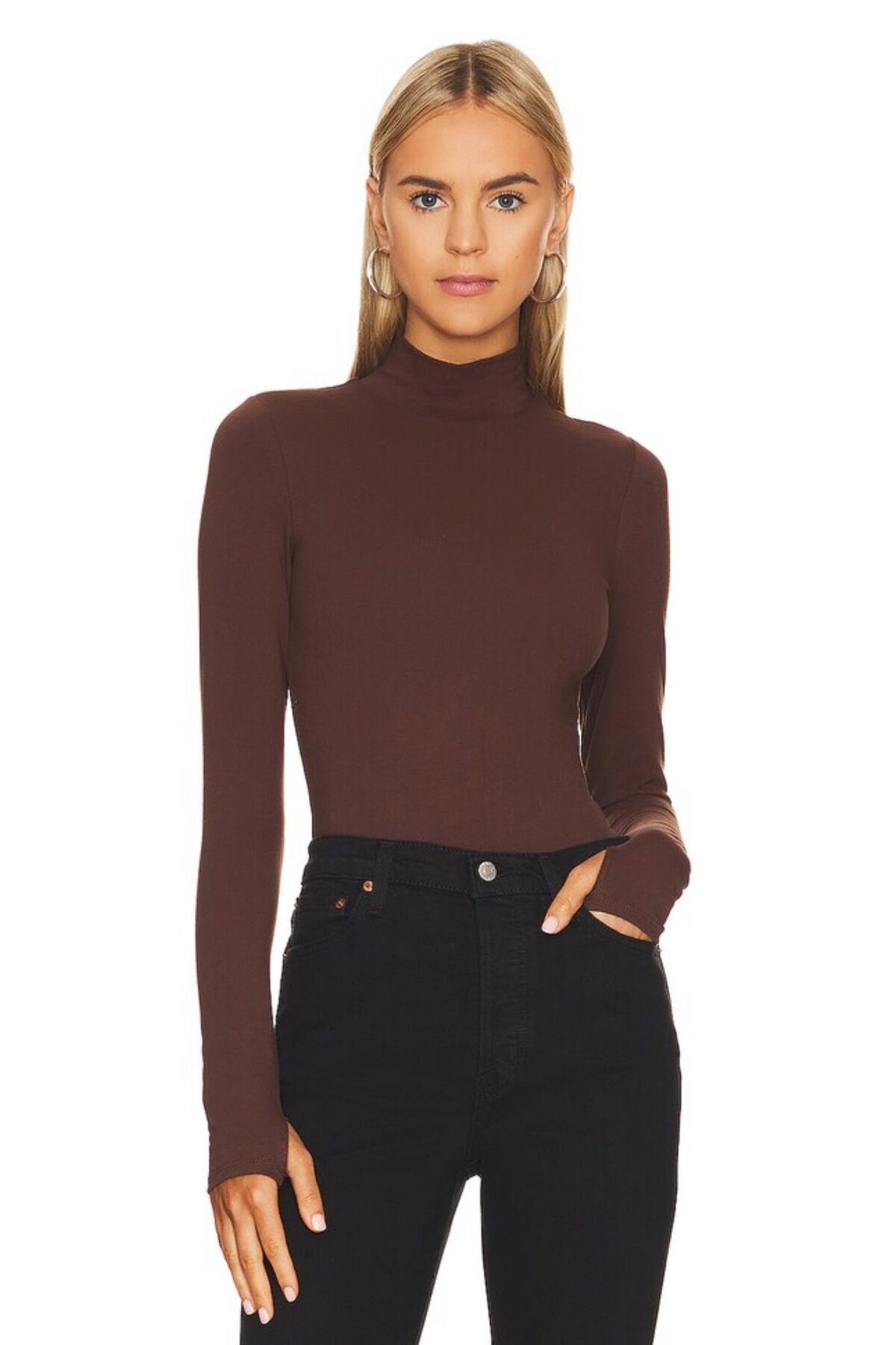 Turtleneck Thumbhole Body - Brown - Zagrep