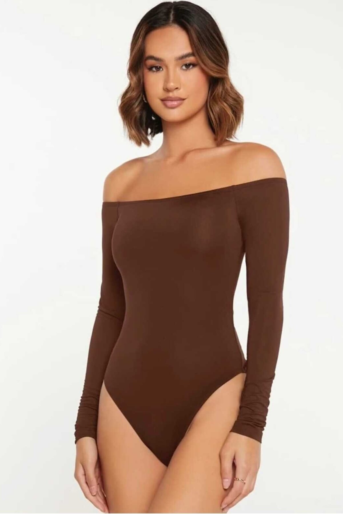 Strapless Silk Jersey Bodysuit - Brown - Zagrep