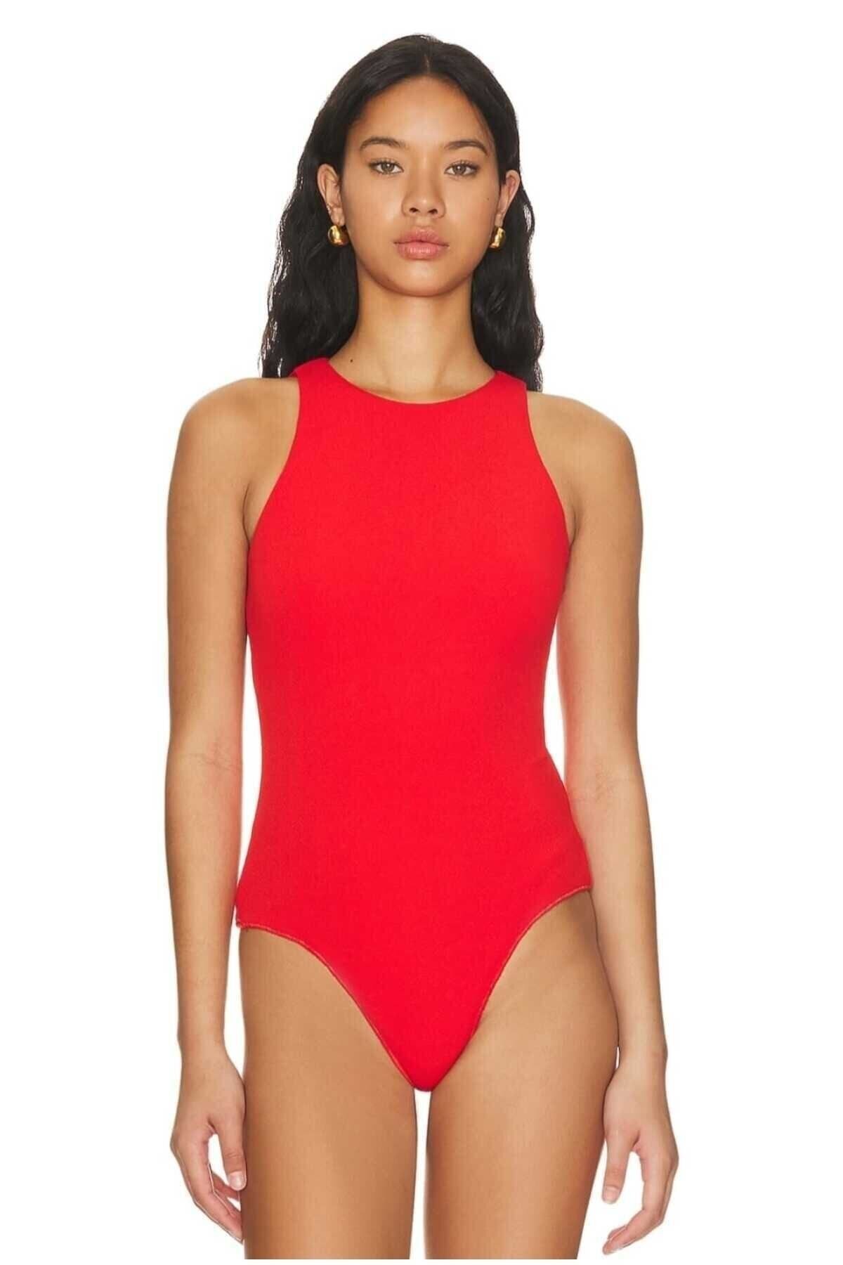Kırmızı İpek Jarse Bodysuit - Zagrep