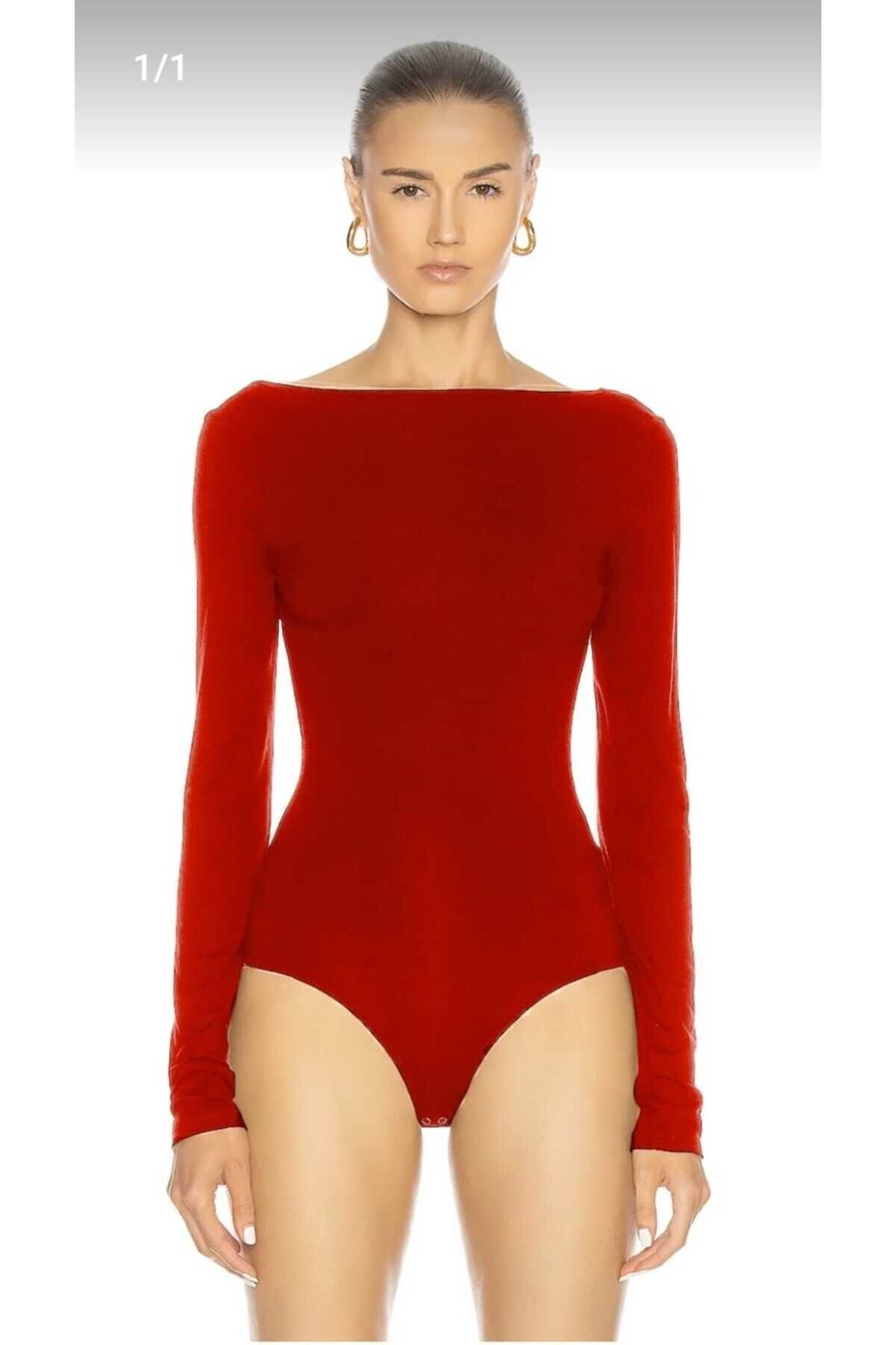 Silk Jersey Backless Bodysuit - Red - Zagrep