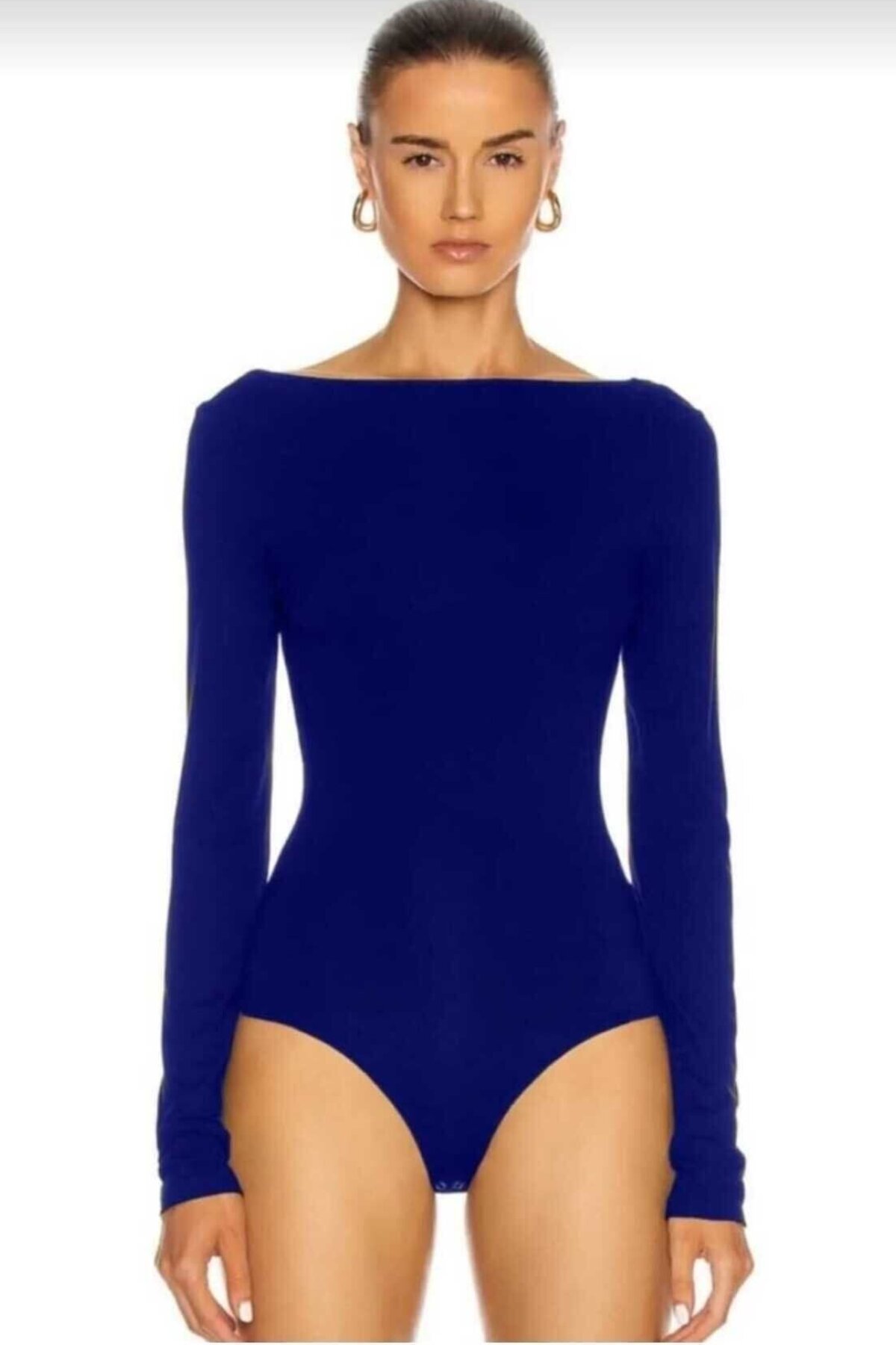 Double-Layered Silk Jersey Low-Back Bodysuit - Saxon Blue - Zagrep