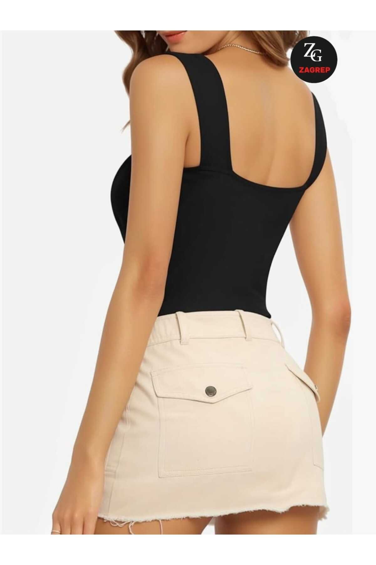 Opaque Wide-Strap Square-Neck Silk Jersey Bodysuit - Black - Zagrep