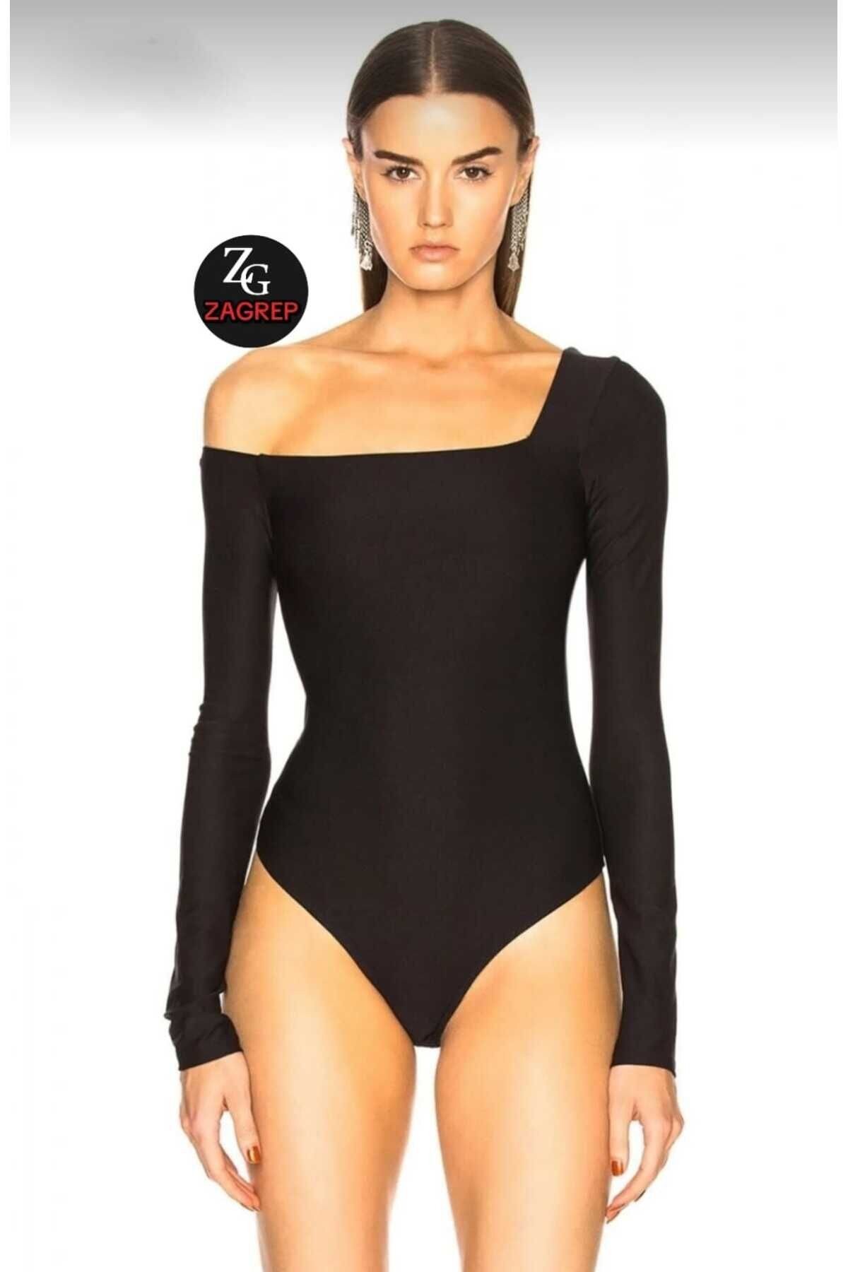 L-Style Silk Jersey Double-Layer Opaque Bodysuit - Black - Zagrep