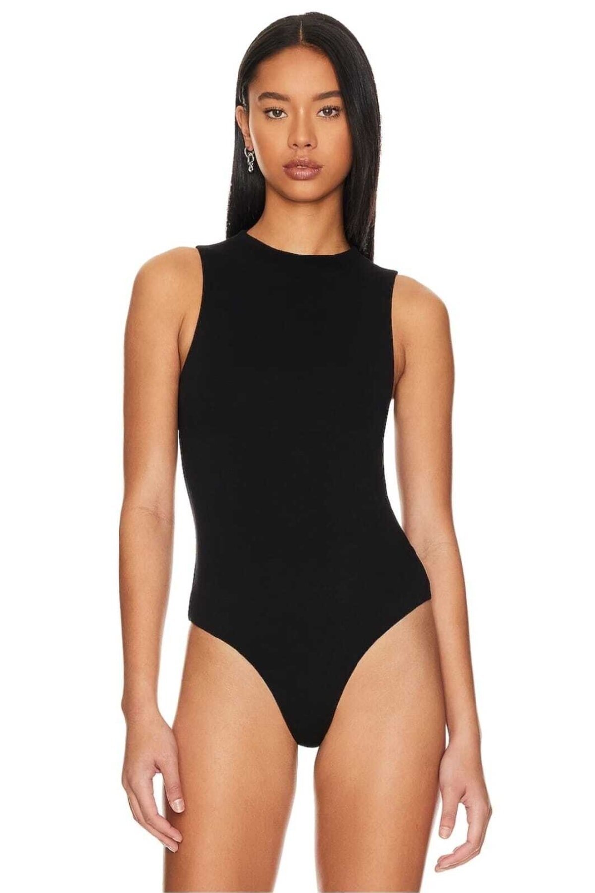 Siyah Sıfır Kol İpek Jarse Bodysuit - Zagrep