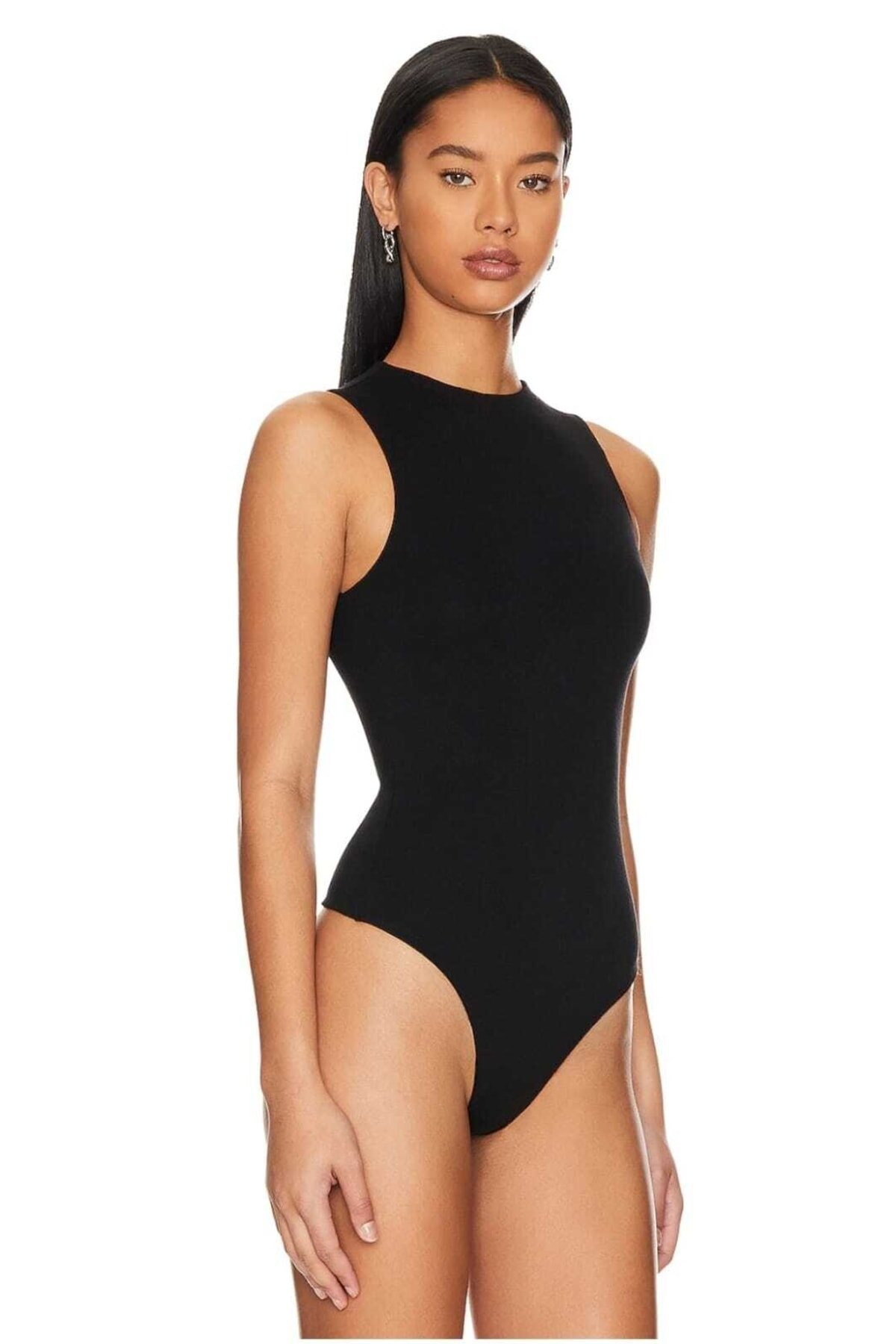 Sleeveless Silk Jersey Bodysuit - Black - Zagrep