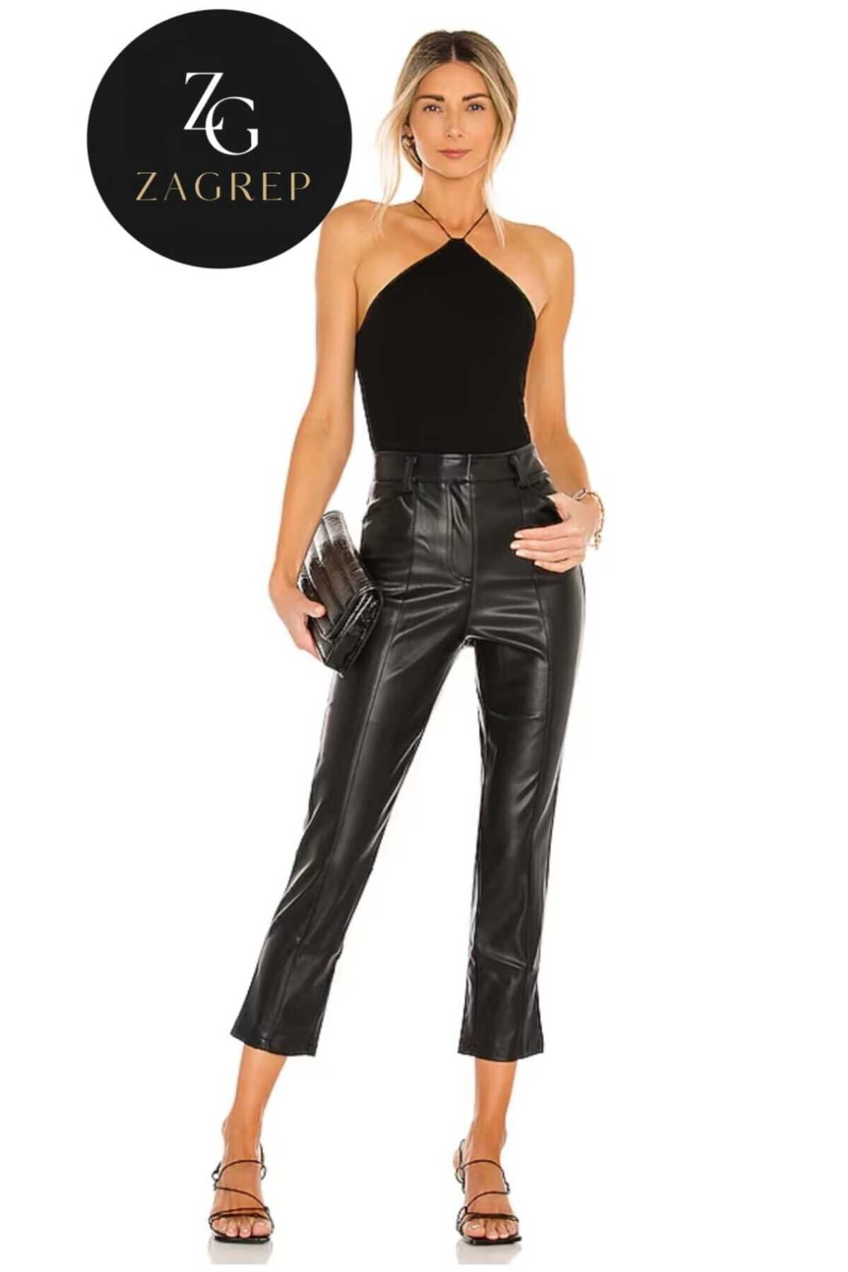 بلوزة سوداء غير شفافة مزدوجة بحمالات سباغيتي - Zagrep