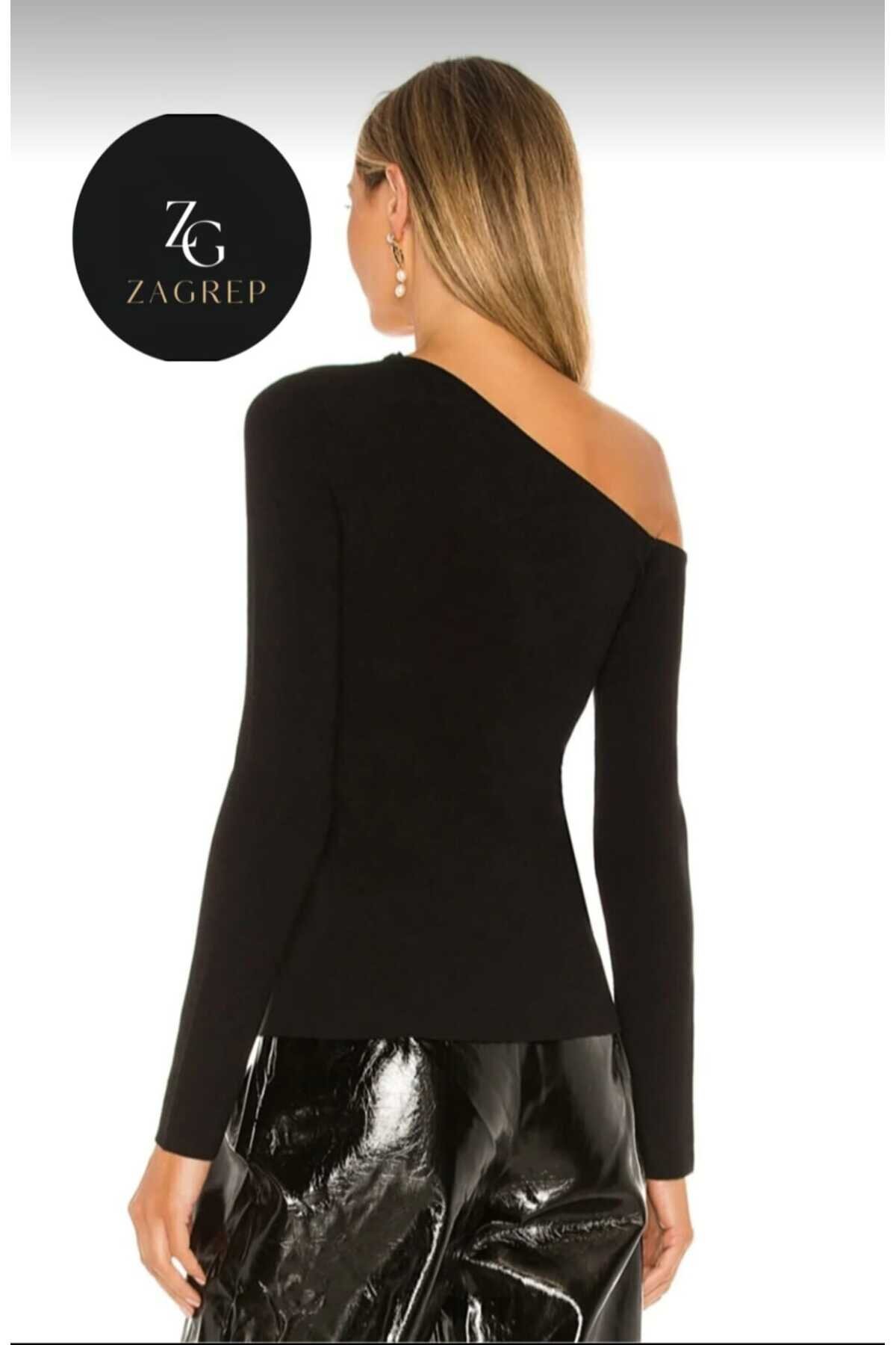 One-Shoulder Opaque Blouse - Black - Zagrep