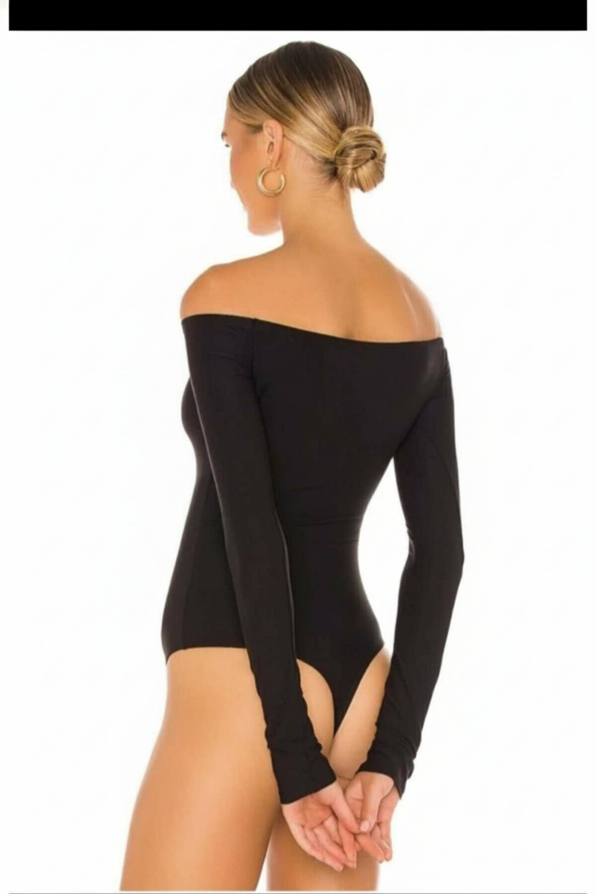 Dropped Shoulder Silk Jersey Double-Layered Body - Black - Zagrep