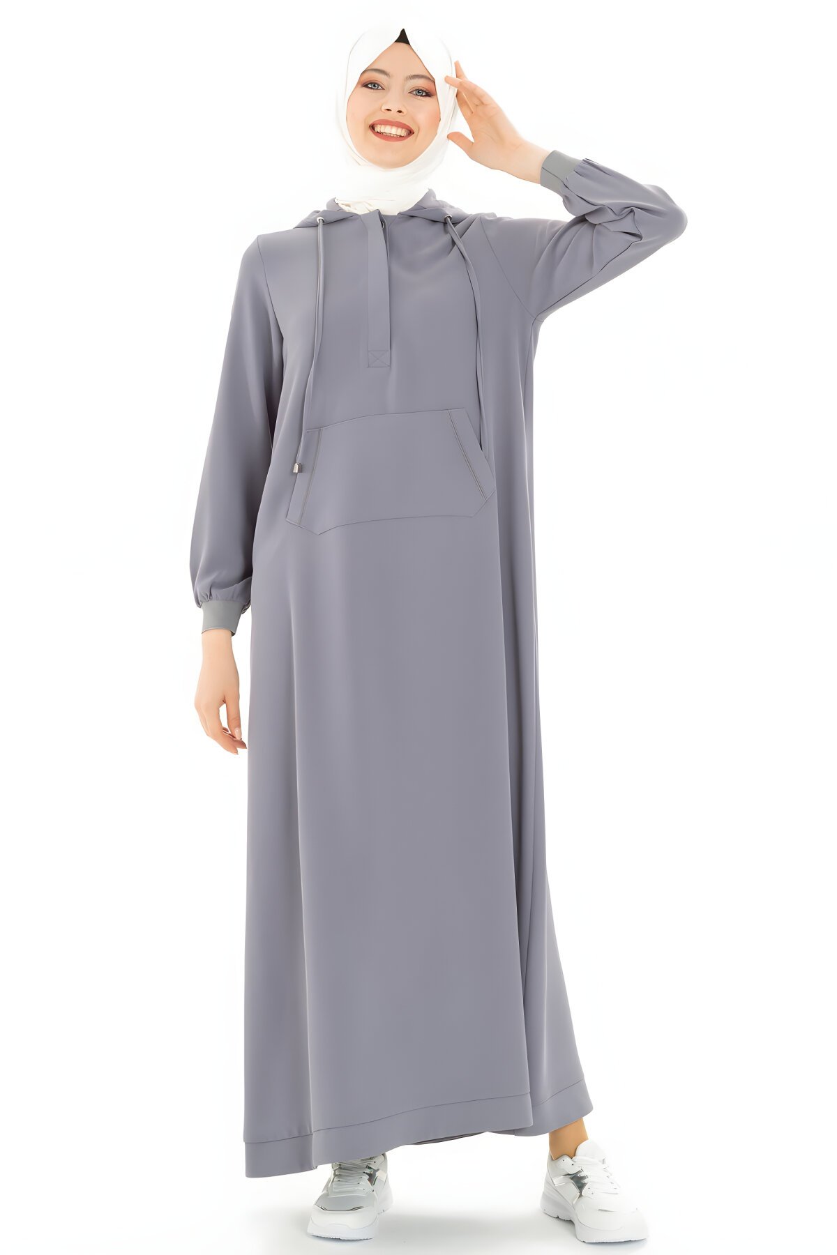 Gri Spor Sweet Kapüşonlu Elbise