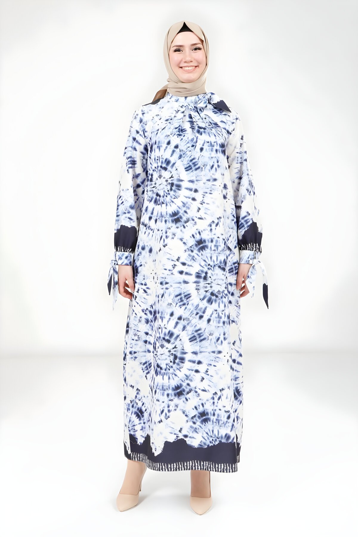 Lacivert Baskılı Elbise Lacivert Baskılı Elbise