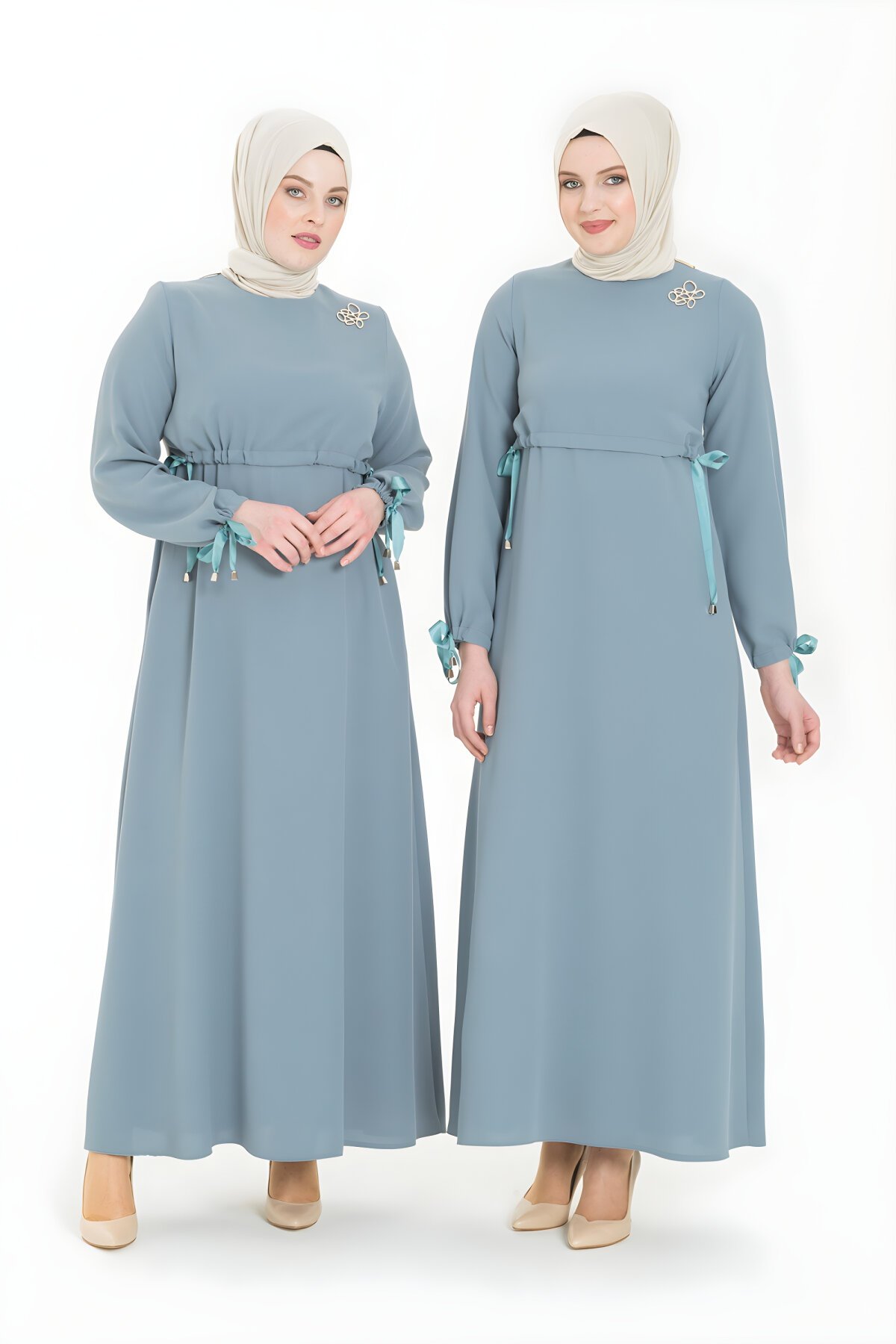 Mint Yeşil Kalem Spor Grogen Kol Detaylı Elbise