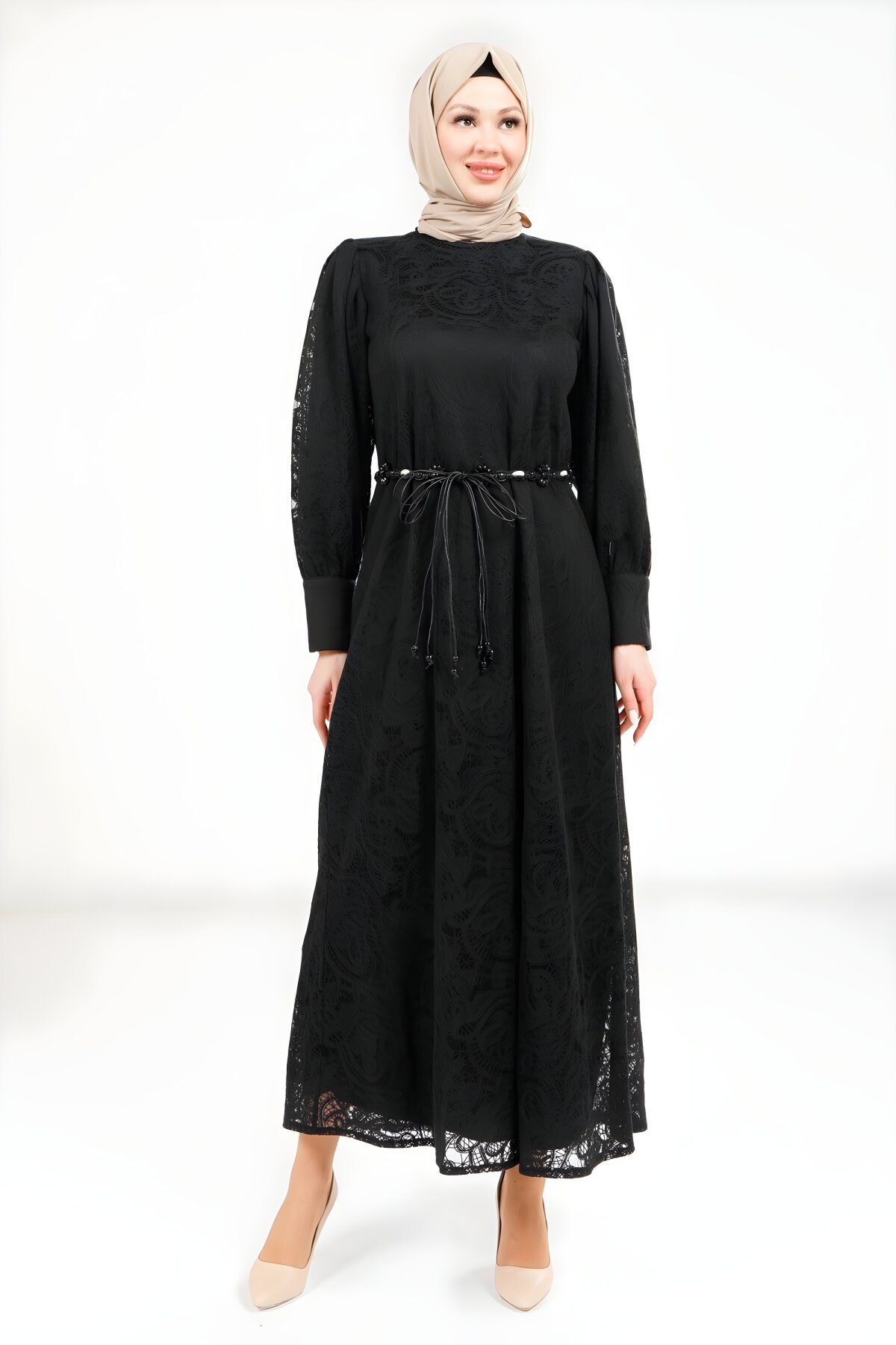 Siyah Dantel Detaylı Elbise Siyah Dantel Detaylı Elbise