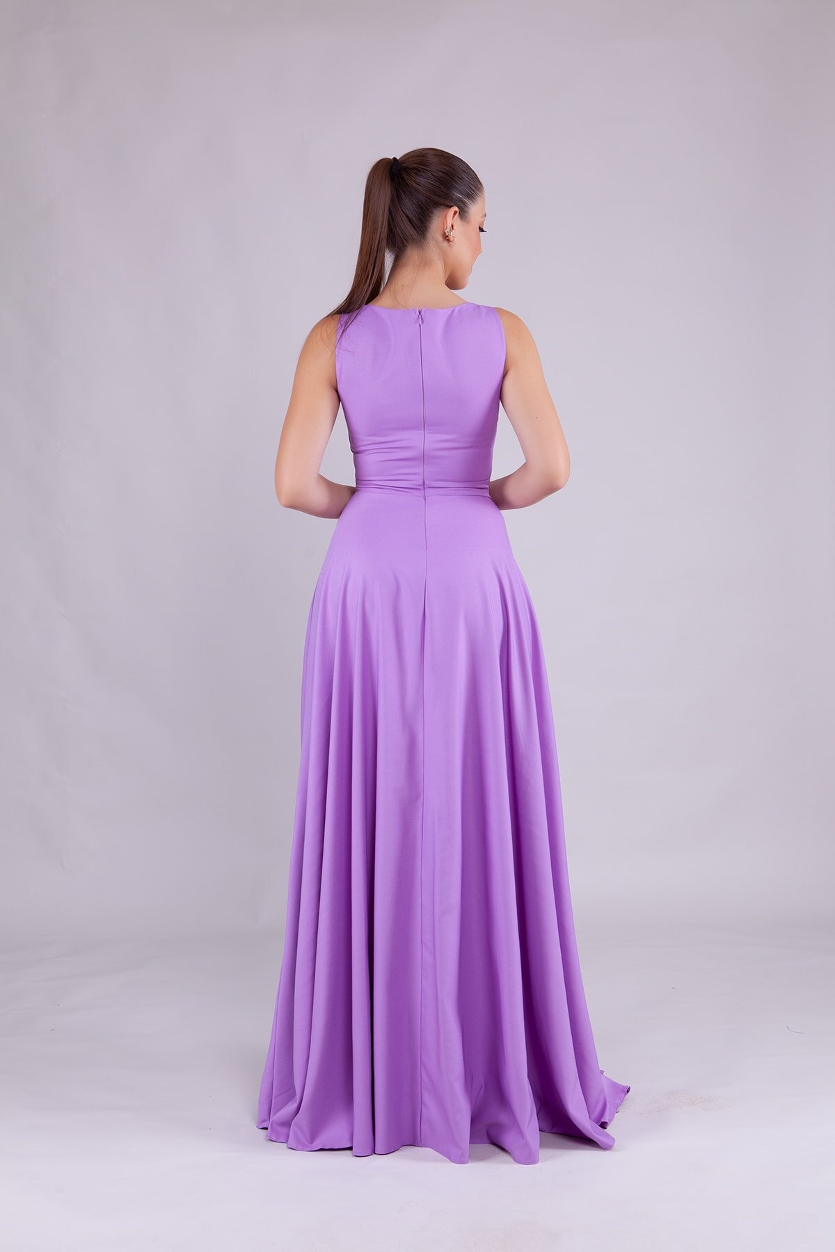 Long Strappy Square Neck Evening Dress - Lilac - Bidoluelbise