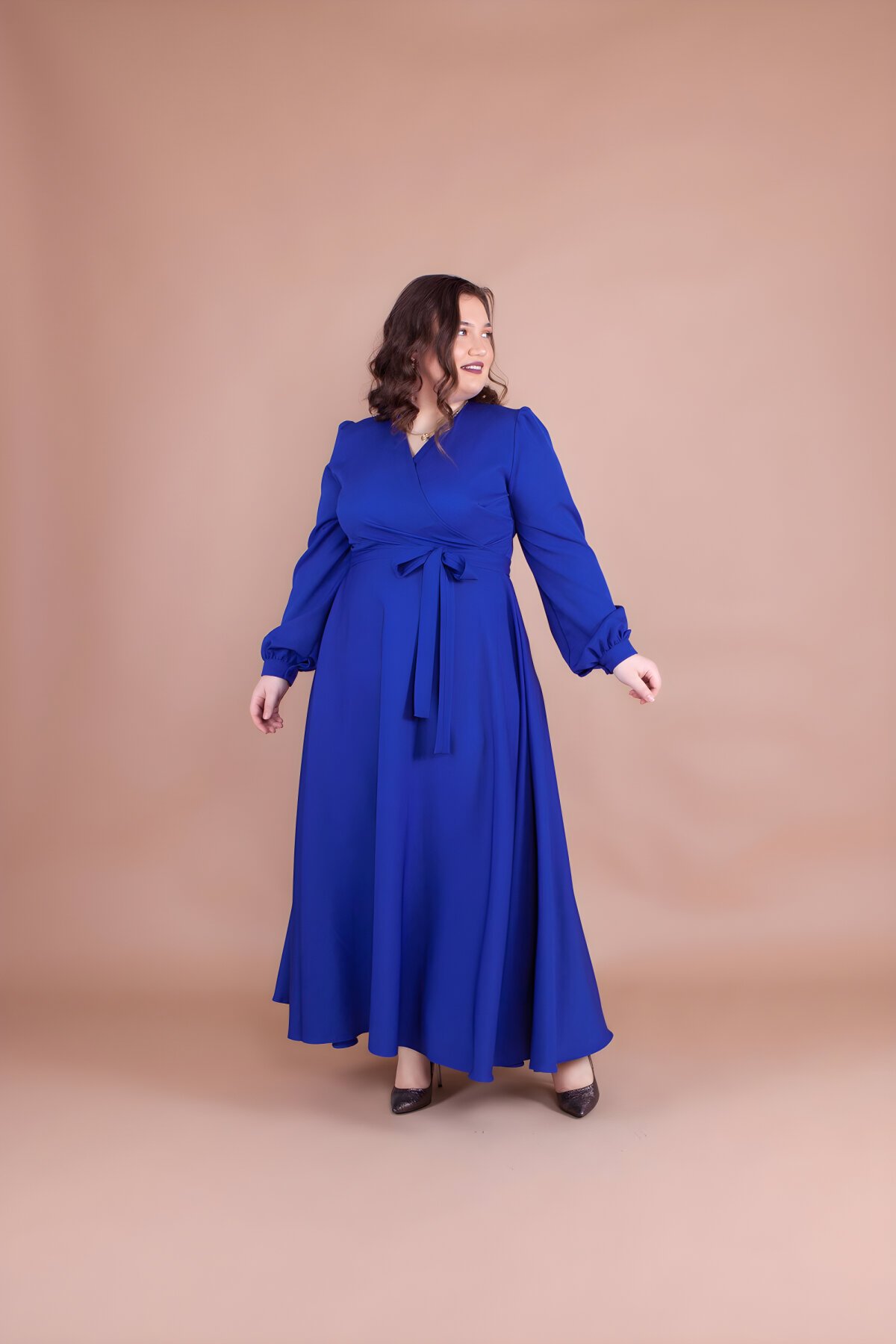 Sax Mavi Büyük Beden Uzun Elbise Sax Mavi Büyük Beden Uzun Elbise