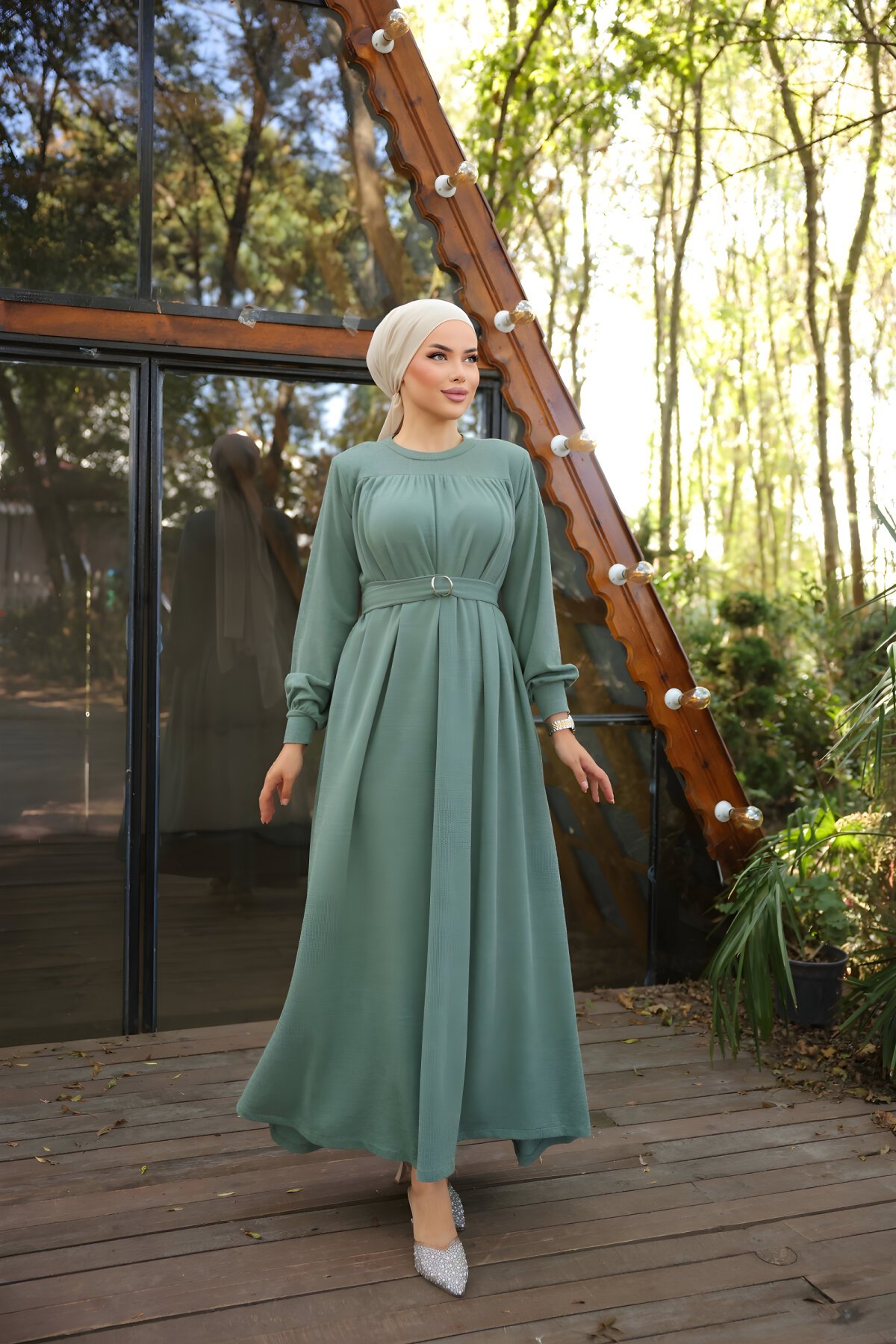 Çağla Robalı Tokalı Elbise Çağla Robalı Tokalı Elbise