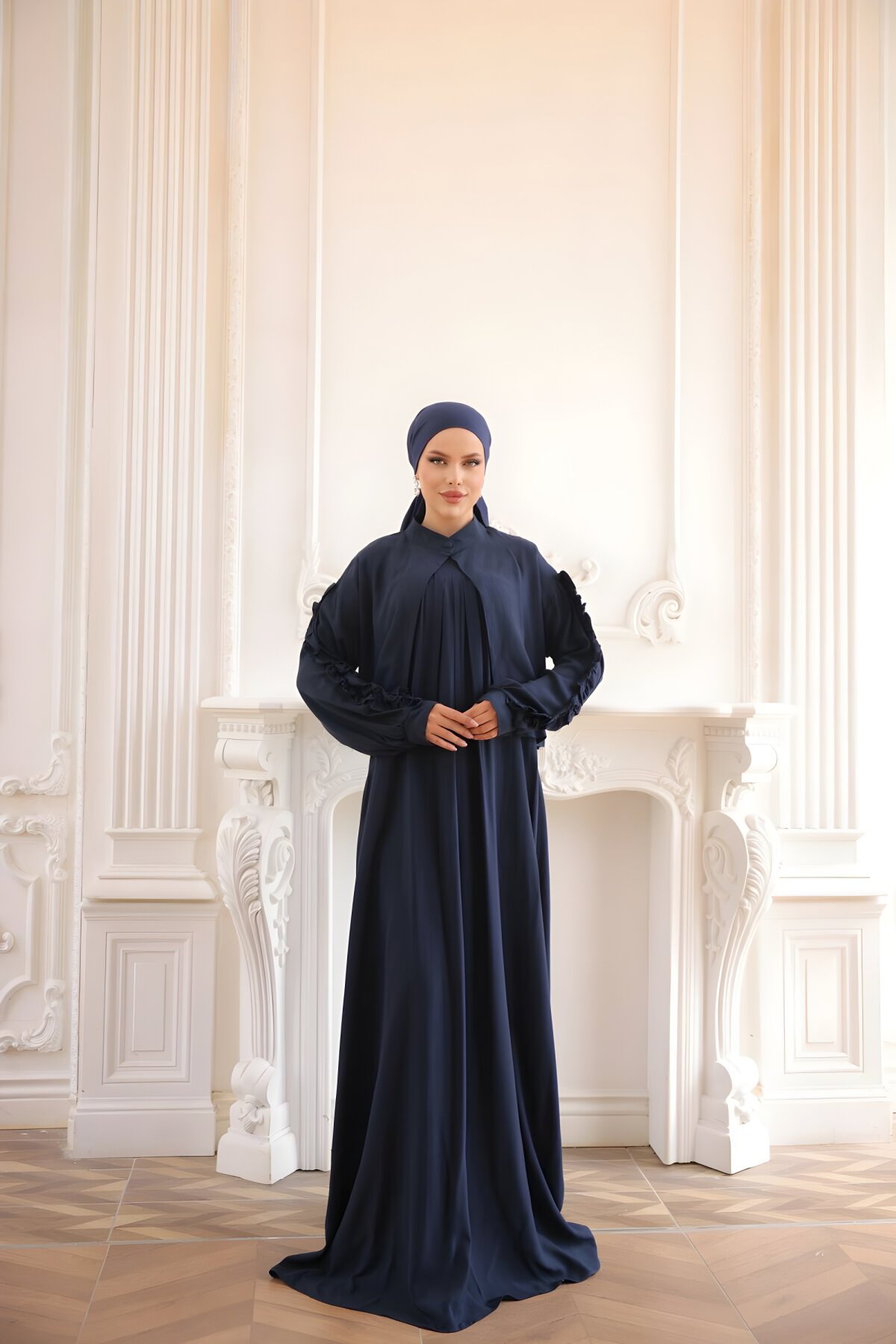 Lacivert Belmando Fırfır Detaylı İkili Takım