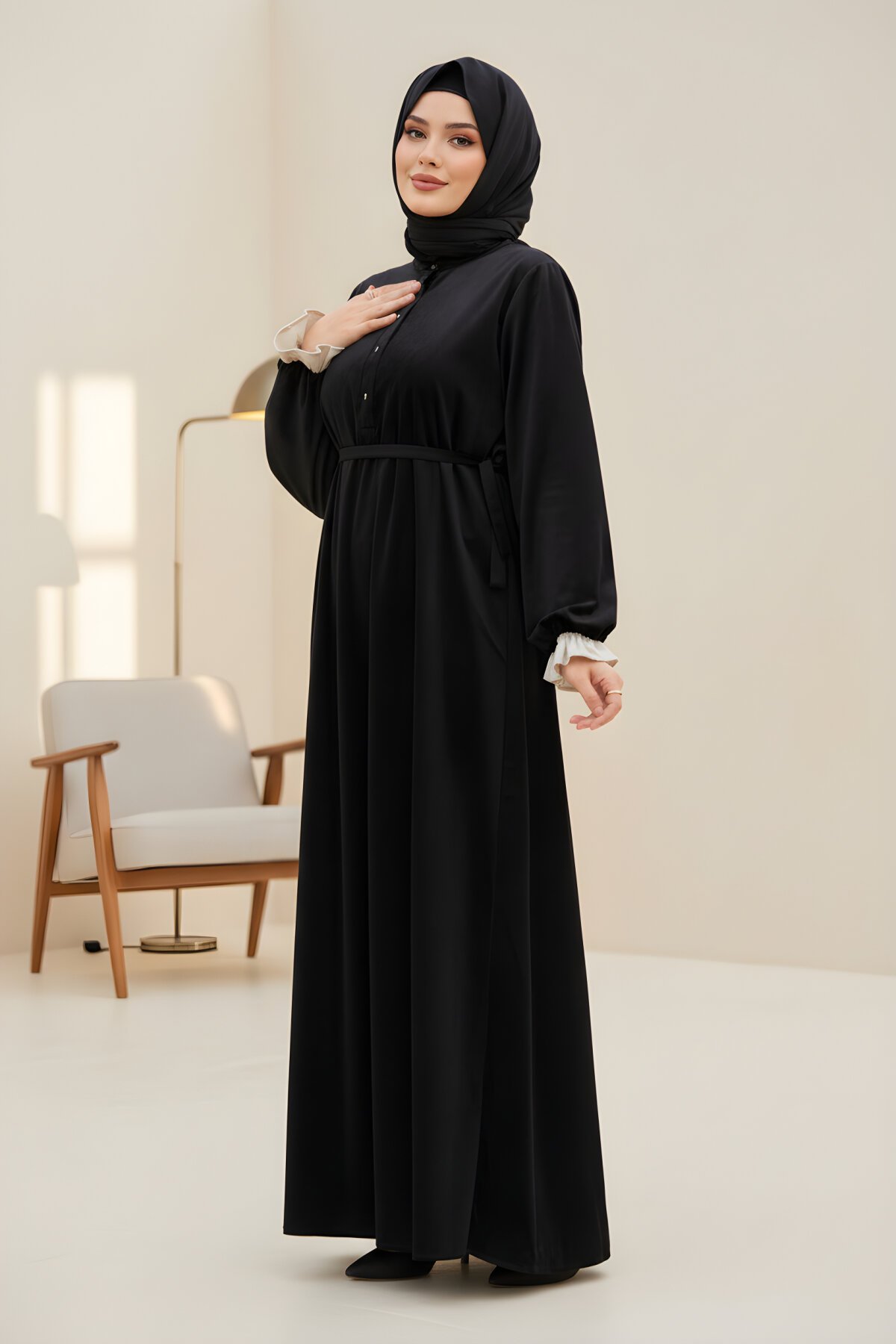 Siyah Kadife Garnili Elbise Siyah Kadife Garnili Elbise