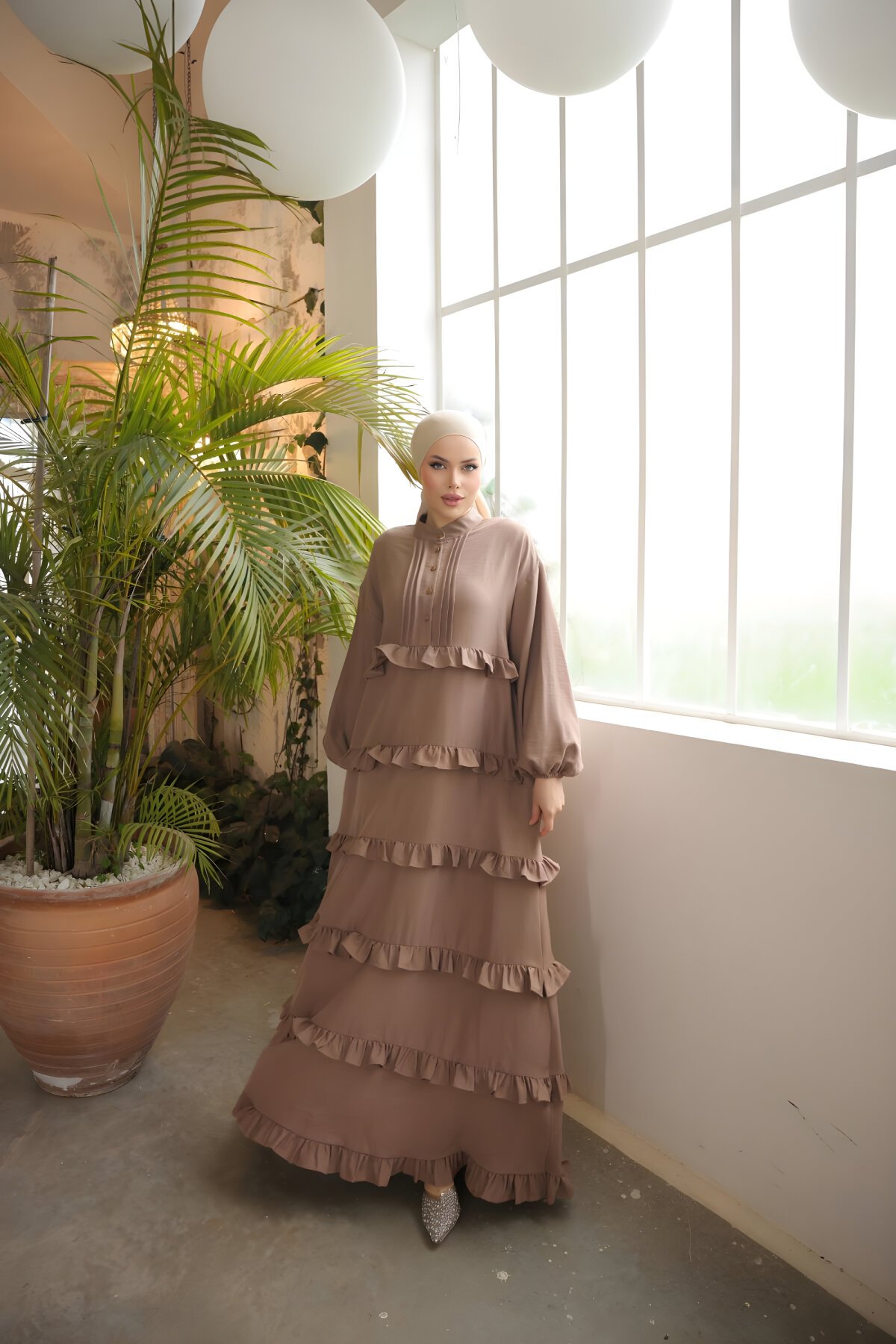 Vizon Salaş Fırfırlı Elbise Vizon Salaş Fırfırlı Elbise