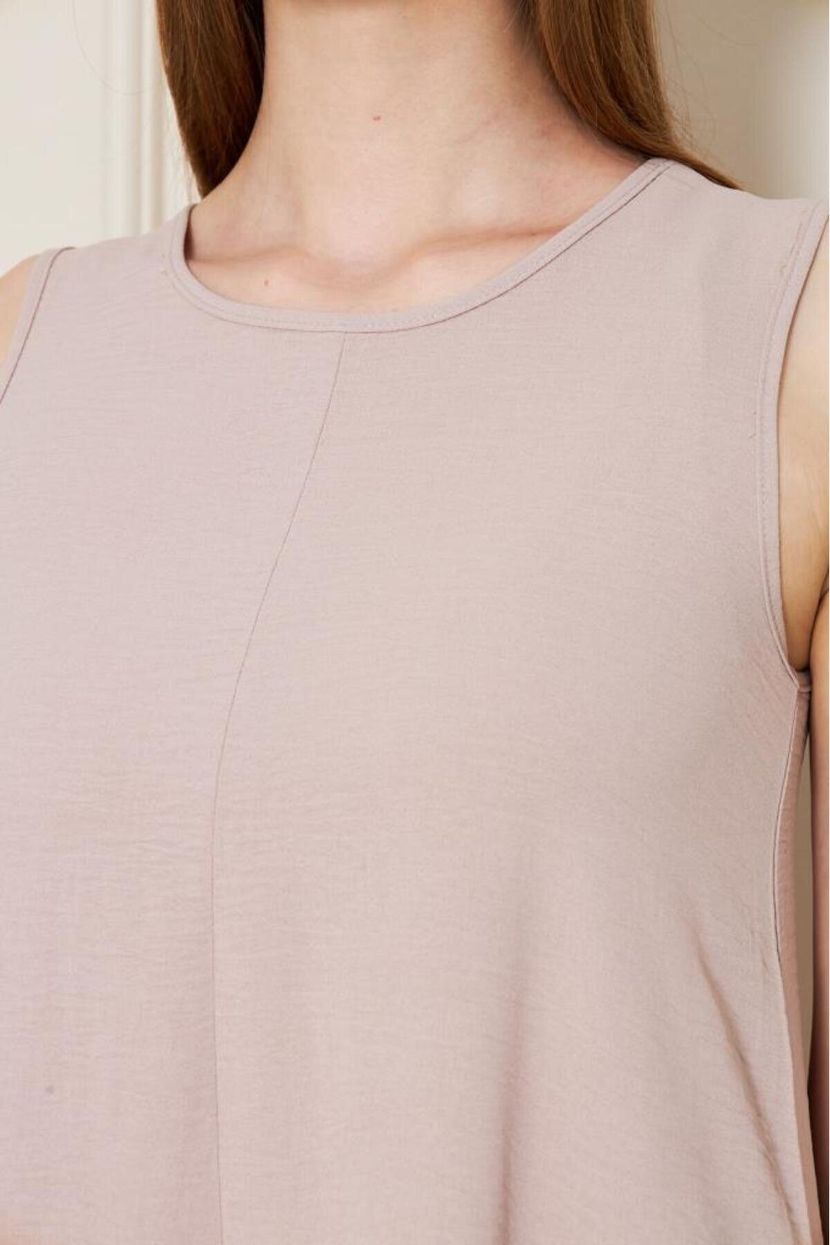 Long A-Line Sleeveless Slit Summer Dress - Blush - Pasaklı Giyim
