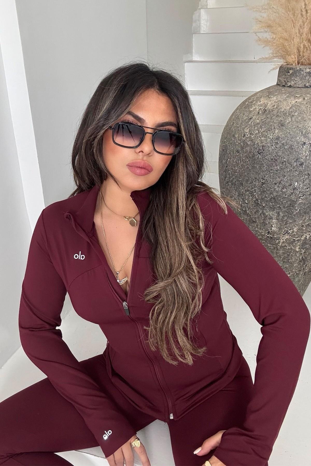 طقم جاكيت وليجن قطعتين لون عنابي أيرليفت - Sohotique By P