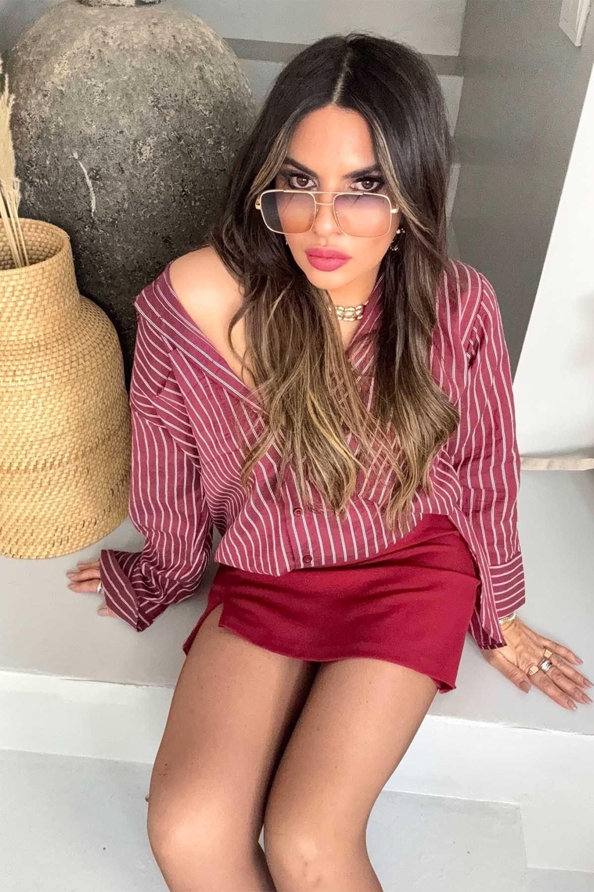 Mini Slit Skort - Burgundy - Sohotique By P
