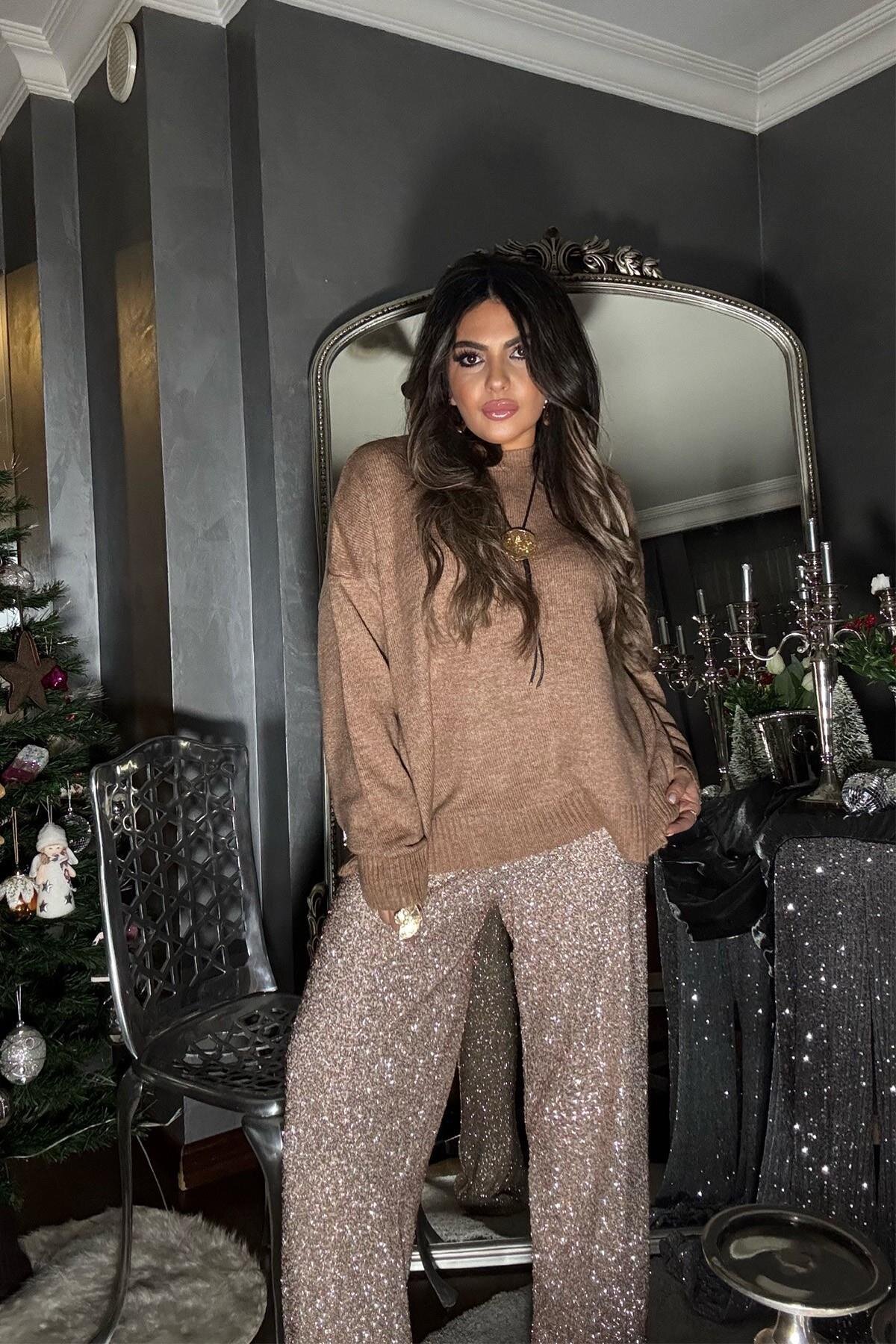 Micro Sequin and Beaded Pants - Gold - Sohotique By P