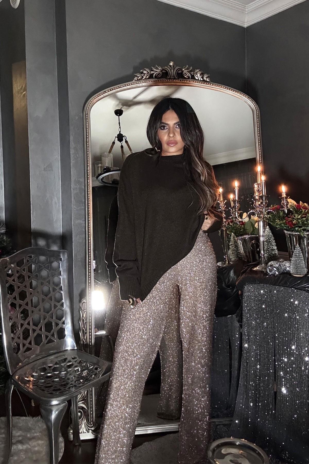 Micro Sequin and Beaded Pants - Gold - Sohotique By P