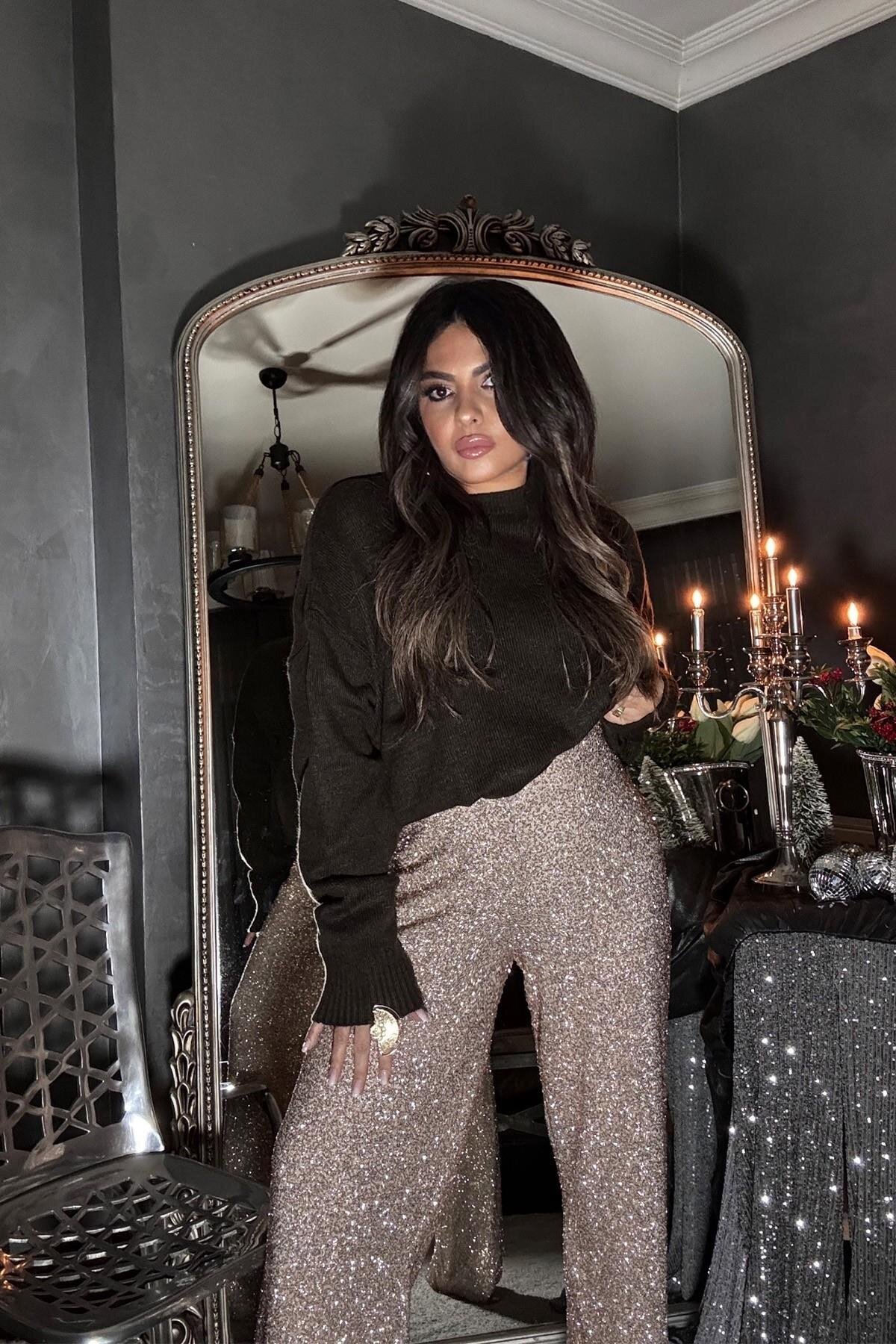 Micro Sequin and Beaded Pants - Gold - Sohotique By P