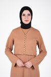 Bej Örme Tesettür Ceketli İkili Takım
