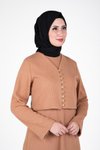 Bej Örme Tesettür Ceketli İkili Takım