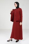 Bordo Ceketli Tesettür Elbise