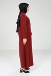 Bordo Ceketli Tesettür Elbise