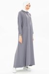 Gri Spor Sweet Kapüşonlu Tesettür Elbise