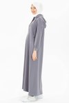 Gri Spor Sweet Kapüşonlu Tesettür Elbise
