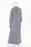 Gri Spor Sweet Kapüşonlu Tesettür Elbise