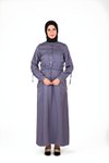 İndigo Parlak Kumaş Ceketli İkili Tesettür Takım