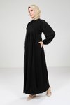 Siyah Tesettür Robalı Elbise